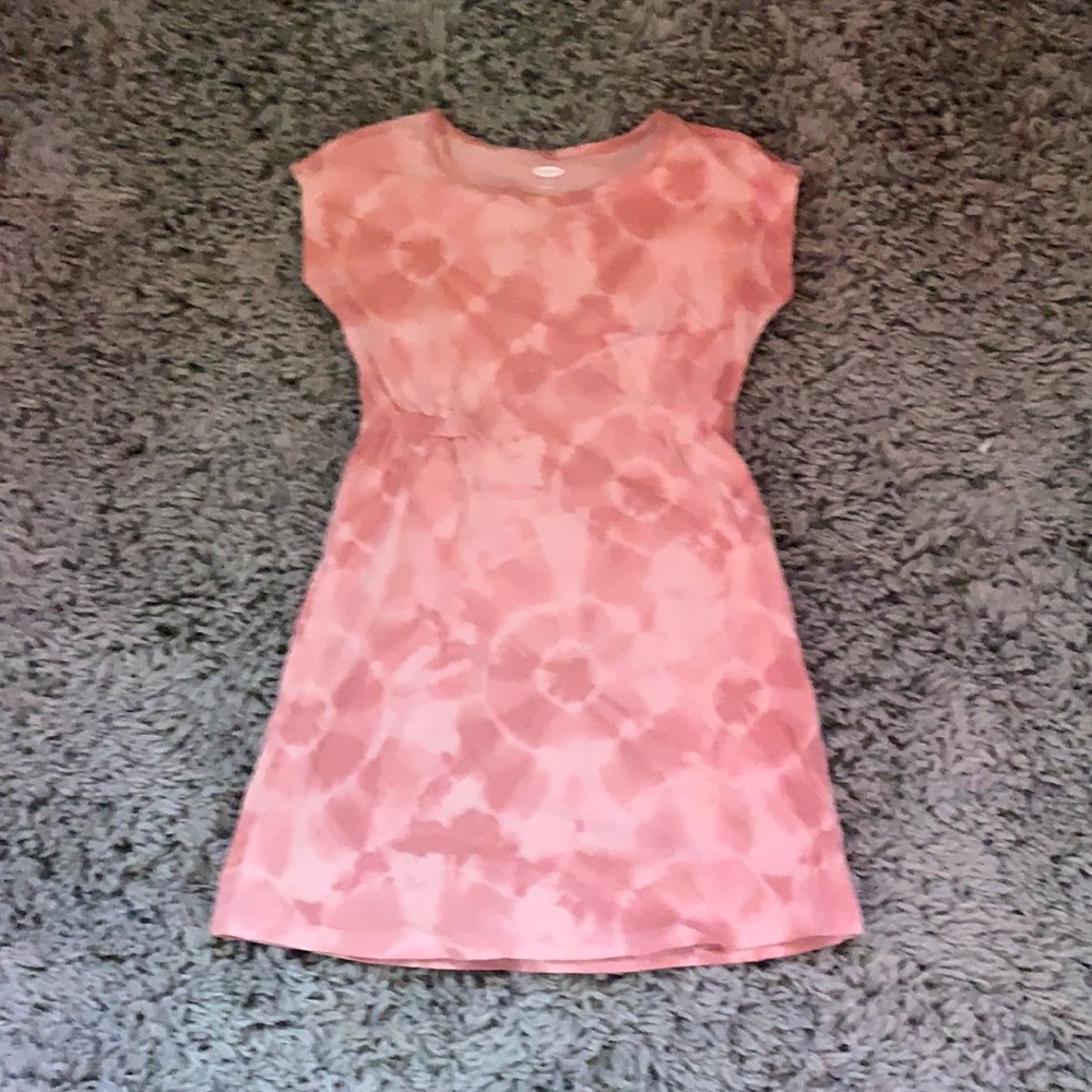 Pink tie die kids dress. Size: Kids S (6-7)